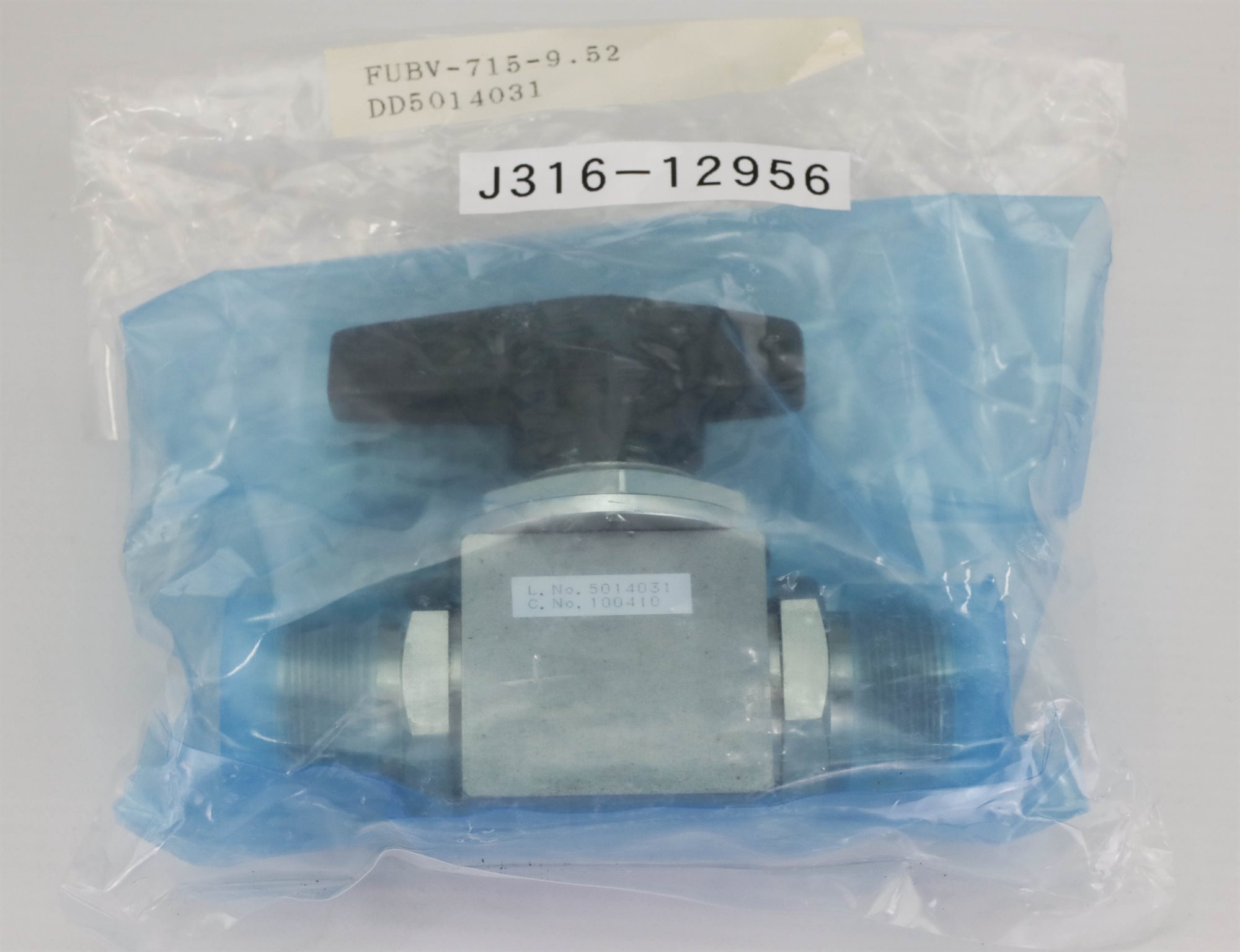 はに 12956 FUJIKIN SS MANUAL BALL VALVE, 16.2MPA, P/N: 100410 (NEW